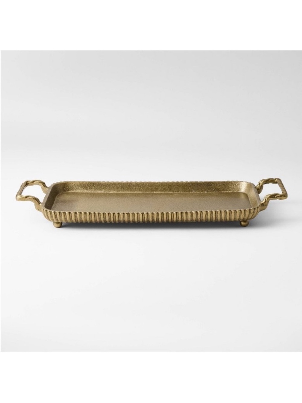 Brass Footed Tray with Handles Antique Distressed Finish -Threshold Studio McGee